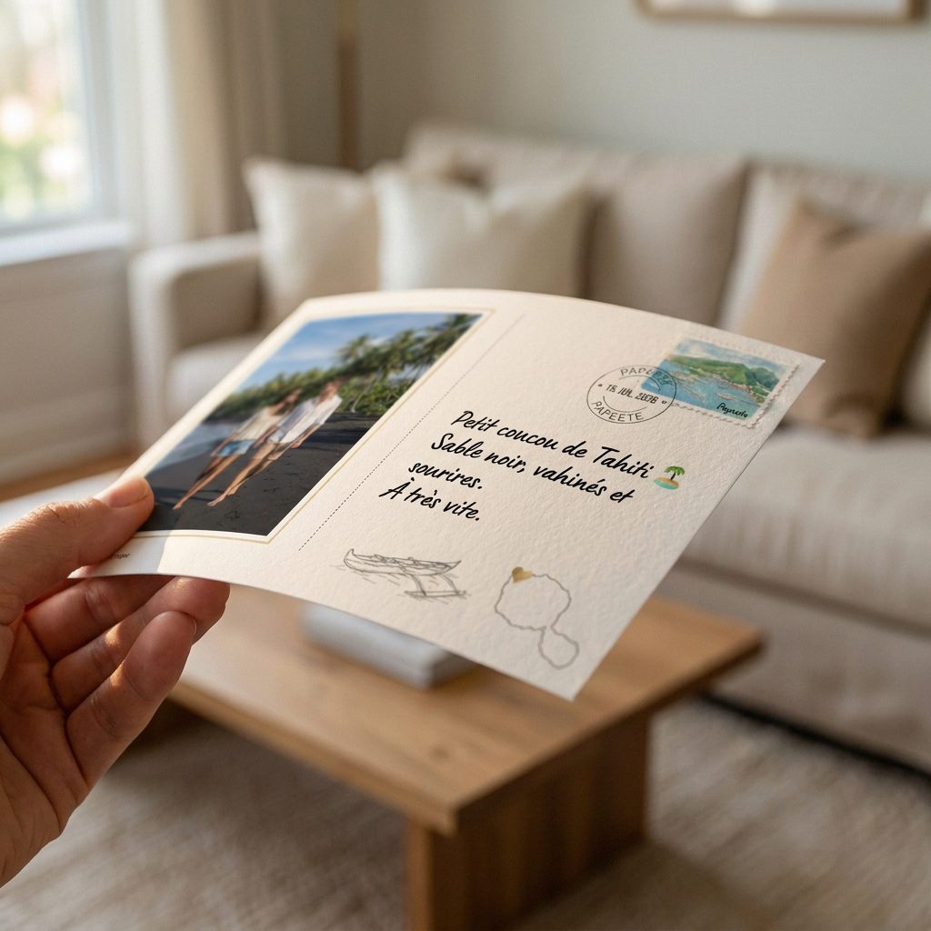 Une carte tenue au-dessus d’une table, vue de dessus